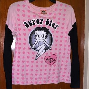 Betty Boop Pink and Black Kids Long Sleeve Shirt 2009